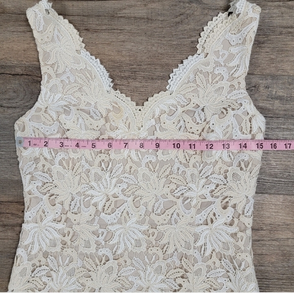 Ann Taylor Dressy Sleeveless Lace Overlay Dress Cream Beige Lined Size 0 - Picture 6 of 15